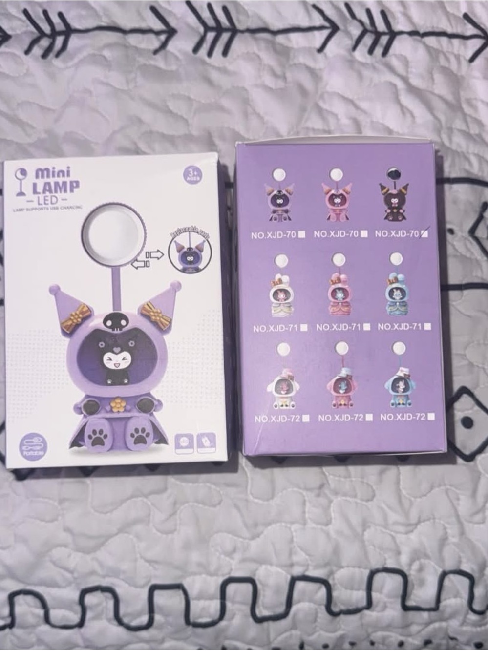 TWO Mini Lamp LED Kids Nightlight - Purple & Black
